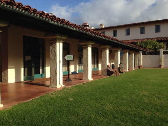 Dharma students take a break from lectures and meditation at a B. Alan Wallace retreat in Santa Barbara.